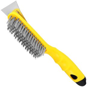 Stainless Steel Wire Brush 2 Pcs with Metal Scraper | 79 Bundles bristles, Plastic Contoured Handle | Chanharm Heavy Duty Scratch for Cleaning Rust & Dirt, Dust & Paint Scrubbing, Welding Slag Removal