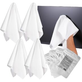 Selens 4Pcs Extra Large Microfiber Nano-Cleaning Cloths 16x16inch White Microfiber Screen Cleaning Cloth for TV,Car Navigator, Windows,Computers,Electronics,VR,Eyeglasses& More