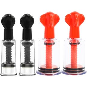 2Size Red Black Nipplesuckers Silicone Nipple Corrector for Flat Inverted Nipples for Breastfeeding Mother or Women Vacuum Cup 4pieces