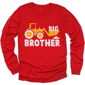 Tractor Big Brother Shirt Baby Reveal Sibling Boy Kids Long Sleeve T-Shirt