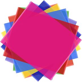 8 Colors/set PET Transparent Gel Lighting Filter 50 * 40cm/ 20 * 16in Coloured Overlays Tinted Correction Gels Light Filters Plastic Sheets for LED Light Studio Flash Strobe DJ Light