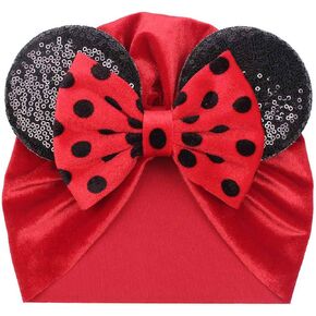 Baby Headbands Soft Velvet Newborn Glitter Bowknot Red Turban Caps Christmas Bow Baby Hats.(F1)