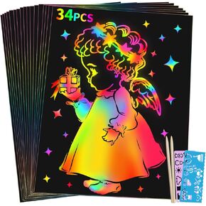 Party Favors Birthday Gifts for Kids: 24 Pack Scratch Art Notebook Party Favors for Kids Goodie Bags Stuffers Girls Boys Art Craft Kit Birthday Gifts for Classroom Prizes Christmas Gifts - Dinosaur