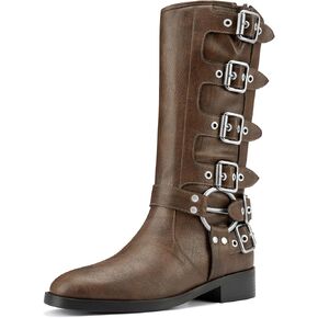 TNYNFBEB حريمي كتلة مكتنزة كعب منخفض مستدير من الأمام منتصف الساق أحذية بإبزيم فستان حفلة موسيقية أساسي كلاسيكي بكعب 1.4 بوصة in Kuwait