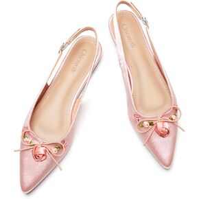 Slingback Flats;Closed Pointed Toe Flat Sandals;Floral Fashion Women Flats