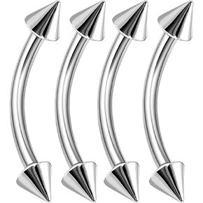 Bodyjewellery 4 قطعة 14 جرام منحني الحديد الحاجز الغضروف القرط الحاجب الأنف الشفاه الزنمة روك Daith محارة مسمار الصلب 4 مللي متر سبايك اختيار حجم