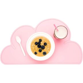 Restaurantware Silicone Cloud Shaped Food Placemat - Pink - Non-Slip - Easy Clean - Tabletop Protection - Great For Infants Toddlers & Kids - 18 3/4" x 10 1/2" - 1ct Box