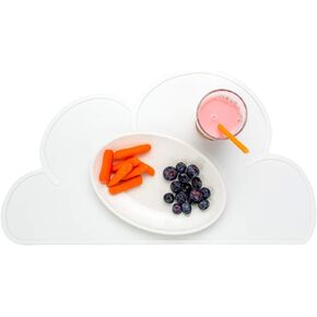 Restaurantware Silicone Cloud Shaped Food Placemat - White - Non-Slip - Easy Clean - Tabletop Protection - Great For Infants Toddlers & Kids - 18 3/4" x 10 1/2" - 1ct Box
