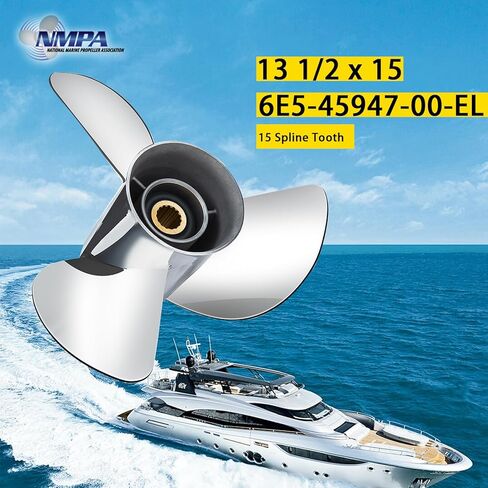 Jason Marine 13 x 19 Stainless Steel YBS Series OEM Upgrade Outboard Propeller for Yamaha Engines 60-115 HP, No.688-45970-03-98,Semi Cleaver Blades,15 Tooth,Rh in Kuwait