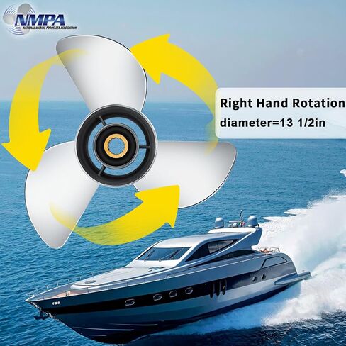 Jason Marine 13 x 19 Stainless Steel YBS Series OEM Upgrade Outboard Propeller for Yamaha Engines 60-115 HP, No.688-45970-03-98,Semi Cleaver Blades,15 Tooth,Rh in Kuwait