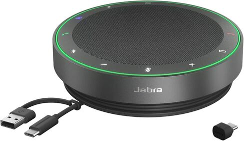 Jabra Speak2 75 Wireless Bluetooth Speakerphone - Portable Speaker with 4 Noise-Cancelling Mics, 65mm Full-Range Speakers & USB-A Bluetooth Adapter - Certified Microsoft Teams Speaker - Dark Grey in Saudi Arabia