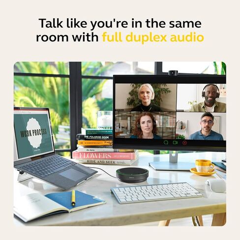 Jabra Speak2 75 Wireless Bluetooth Speakerphone - Portable Speaker with 4 Noise-Cancelling Mics, 65mm Full-Range Speakers & USB-A Bluetooth Adapter - Certified Microsoft Teams Speaker - Dark Grey in Saudi Arabia