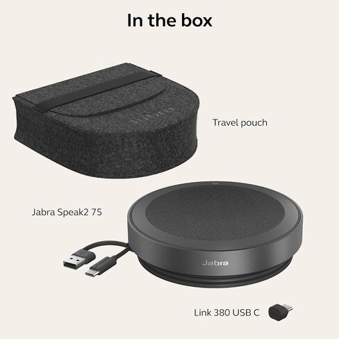 Jabra Speak2 75 Wireless Bluetooth Speakerphone - Portable Speaker with 4 Noise-Cancelling Mics, 65mm Full-Range Speakers & USB-A Bluetooth Adapter - Certified Microsoft Teams Speaker - Dark Grey in Saudi Arabia