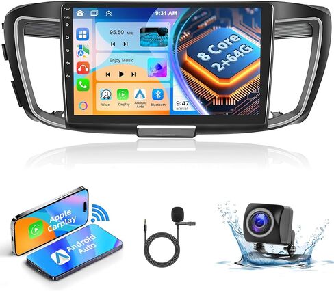 Podofo Carplay Android Auto[2+64G] ستيريو سيارة لهوندا أكورد 2.4 لتر 2016، جهاز استقبال راديو السيارة بشاشة لمس 10.1 بوصة مع بلوتوث/نظام تحديد المواقع/وصلة مرآة/SWC/WiFi+MIC+كاميرا احتياطية AHD in Saudi Arabia