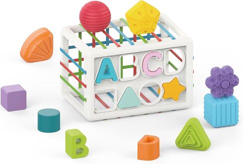 PlenPLAY 7-in-1 Activity Cube for Toddlers 1-3 - Educational Toy with Shape Sorter, Abacus, Xylophone, Peekaboo, Slides, and Gears - Sensory Toys for Toddlers 1-3 in Saudi Arabia
