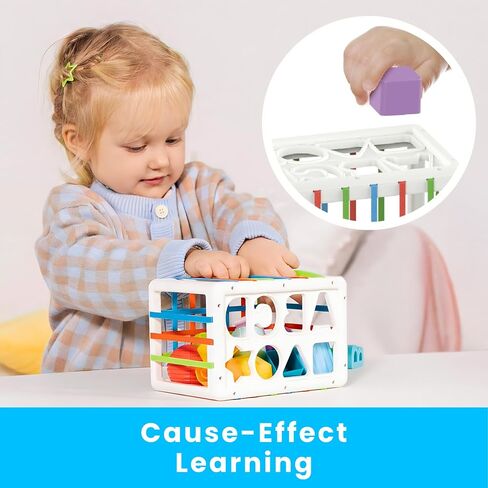 PlenPLAY 7-in-1 Activity Cube for Toddlers 1-3 - Educational Toy with Shape Sorter, Abacus, Xylophone, Peekaboo, Slides, and Gears - Sensory Toys for Toddlers 1-3 in Saudi Arabia