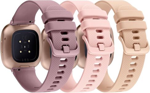 3-Pack Sport Bands Compatible with Fitbit Versa 4/Versa 3/Sense 2/Sense Band, Classic Soft Silicone Replacement Wristband Strap Accessories for Women Men(Black/Midnight Blue/Gray) in Saudi Arabia