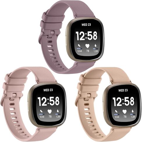 3-Pack Sport Bands Compatible with Fitbit Versa 4/Versa 3/Sense 2/Sense Band, Classic Soft Silicone Replacement Wristband Strap Accessories for Women Men(Black/Midnight Blue/Gray) in Saudi Arabia