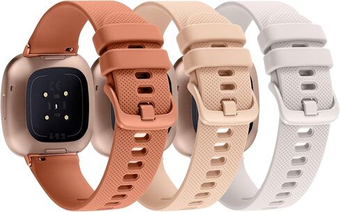 3-Pack Sport Bands Compatible with Fitbit Versa 4/Versa 3/Sense 2/Sense Band, Classic Soft Silicone Replacement Wristband Strap Accessories for Women Men(Black/Midnight Blue/Gray) in Saudi Arabia
