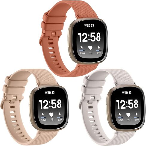 3-Pack Sport Bands Compatible with Fitbit Versa 4/Versa 3/Sense 2/Sense Band, Classic Soft Silicone Replacement Wristband Strap Accessories for Women Men(Black/Midnight Blue/Gray) in Saudi Arabia