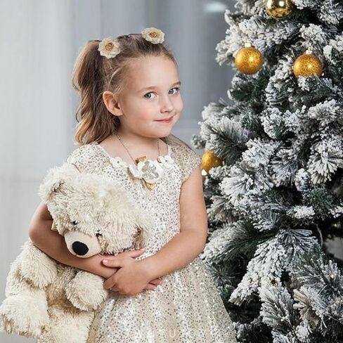 Baby Girls Floral Hair Bows Clips, 4Pcs Glitter Gold Flower Hair Barrettes Alligator Clips, Hair Accessories for Toddlers Kids Teens in Saudi Arabia