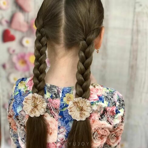 Baby Girls Floral Hair Bows Clips, 4Pcs Glitter Gold Flower Hair Barrettes Alligator Clips, Hair Accessories for Toddlers Kids Teens in Saudi Arabia