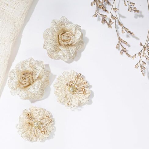 Baby Girls Floral Hair Bows Clips, 4Pcs Glitter Gold Flower Hair Barrettes Alligator Clips, Hair Accessories for Toddlers Kids Teens in Saudi Arabia