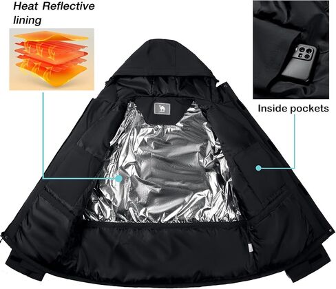 CAMEL CROWN Mens Winter Coat Waterproof Ski Jacket Hooded Windbreaker with Heat thermal Layer for Snow Rain Hiking Outdoor in Saudi Arabia
