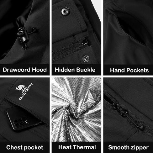 CAMEL CROWN Mens Winter Coat Waterproof Ski Jacket Hooded Windbreaker with Heat thermal Layer for Snow Rain Hiking Outdoor in Saudi Arabia