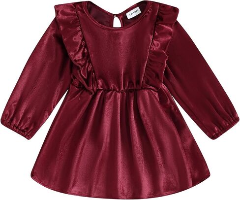 Toddler Baby Girl Christmas Dress Velvet Ruffle Long Sleeve Dress Princess Birthday Party Wedding Dresses Fall Clothes in Saudi Arabia