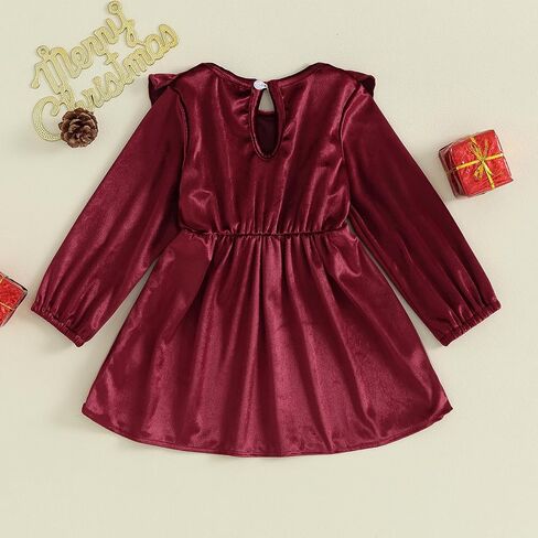 Toddler Baby Girl Christmas Dress Velvet Ruffle Long Sleeve Dress Princess Birthday Party Wedding Dresses Fall Clothes in Saudi Arabia