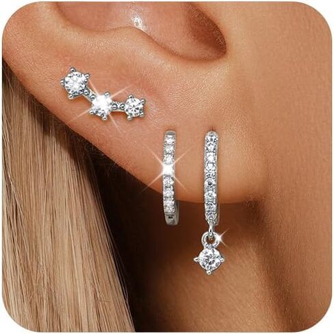 Small 14K Gold Huggie Hoop Earrings Set for Women, Dainty Gold Plated Cartilage Earrings for Multiple Piercing, Hypoallergenic Dangle Earrings, Stud Earrings Stacks for Girls Jewelry Gifts in Saudi Arabia