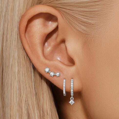 Small 14K Gold Huggie Hoop Earrings Set for Women, Dainty Gold Plated Cartilage Earrings for Multiple Piercing, Hypoallergenic Dangle Earrings, Stud Earrings Stacks for Girls Jewelry Gifts in Saudi Arabia
