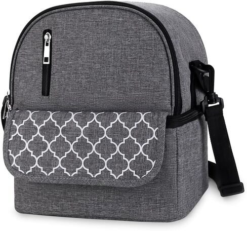 Breast Pump Bag - Small Size Cooler and Moistureproof Backpack Double Layer for Mother Baby Bottle Breast Milk Pump Outdoor Working Backpack Lunch Bag (Grey) in Saudi Arabia