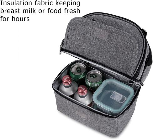 Breast Pump Bag - Small Size Cooler and Moistureproof Backpack Double Layer for Mother Baby Bottle Breast Milk Pump Outdoor Working Backpack Lunch Bag (Grey) in Saudi Arabia