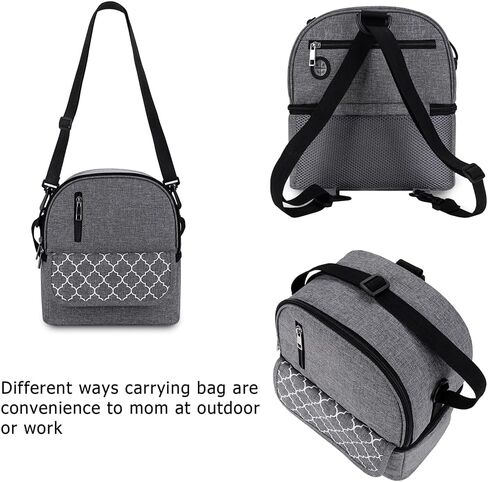 Breast Pump Bag - Small Size Cooler and Moistureproof Backpack Double Layer for Mother Baby Bottle Breast Milk Pump Outdoor Working Backpack Lunch Bag (Grey) in Saudi Arabia