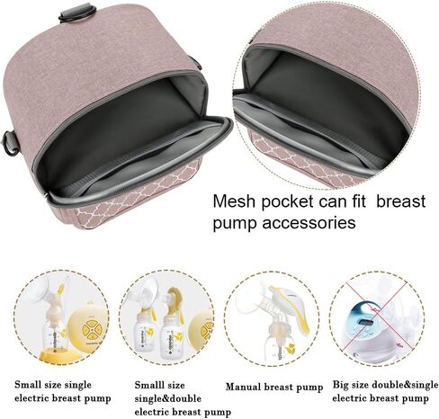 Breast Pump Bag - Small Size Cooler and Moistureproof Backpack Double Layer for Mother Baby Bottle Breast Milk Pump Outdoor Working Backpack Lunch Bag (Grey) in Saudi Arabia