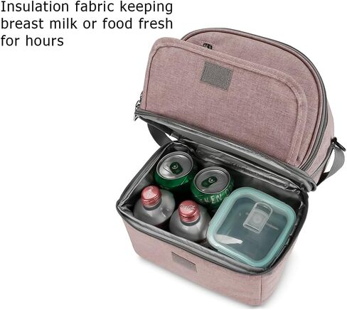 Breast Pump Bag - Small Size Cooler and Moistureproof Backpack Double Layer for Mother Baby Bottle Breast Milk Pump Outdoor Working Backpack Lunch Bag (Grey) in Saudi Arabia