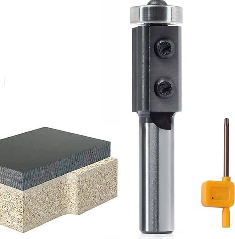 Carbide Insert Flush Trim Router Bits 1/2"Shank x 3/4"Dia. x 30 mm,Shank Bearing Template Bit,with Rotation Blades for Wood Flush Trimming in Kuwait