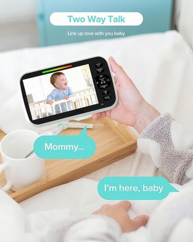 جهاز مراقبة الأطفال iFamily مع الكاميرا والصوت - شاشة مراقبة الأطفال بالفيديو مقاس 5 بوصات، رؤية ليلية، التحدث في اتجاهين، التهويدات، مراقبة درجة الحرارة، بدون شبكة WiFi، التوصيل والتشغيل، نطاق 960 قدمًا in Saudi Arabia