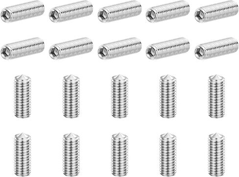 مجموعة براغي Uxcell 40 قطعة M4x5mm 304 من الفولاذ المقاوم للصدأ ذات نقطة مخروطية سداسية مقبس للآلات وإصلاحات المنزل والتركيبات فضية in Saudi Arabia