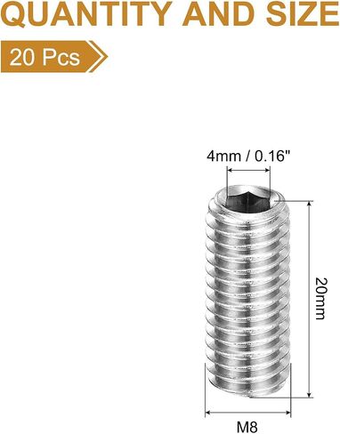 مجموعة براغي Uxcell 40 قطعة M4x5mm 304 من الفولاذ المقاوم للصدأ ذات نقطة مخروطية سداسية مقبس للآلات وإصلاحات المنزل والتركيبات فضية in Saudi Arabia