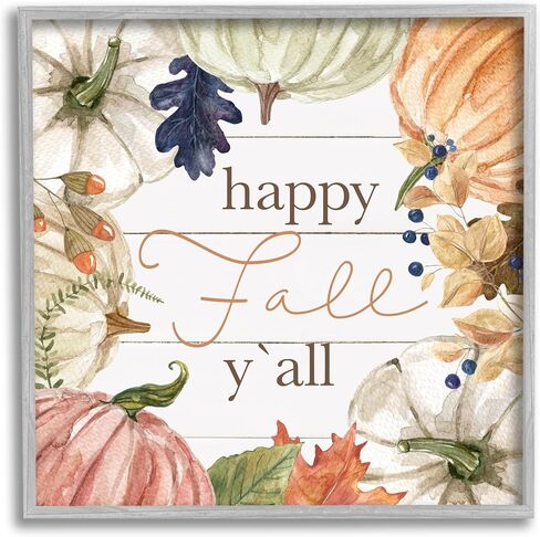 عبارة فنية جيكلي مؤطرة من Stupell Industries Happy Fall Y'all بواسطة كارول روبنسون in Saudi Arabia