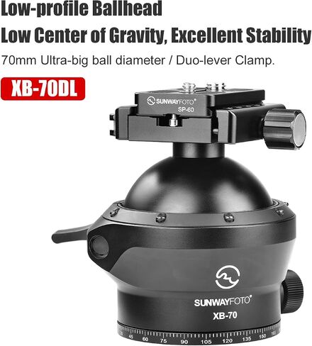 SUNWAYFOTO XB-70DL 70mm Low Profile Tripod Ball Head,Ballhead for Cameras,Load 88lb(40KG) in Saudi Arabia