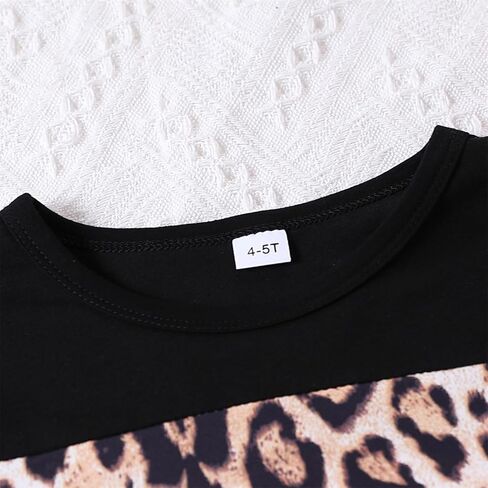 ملابس للأطفال الصغار والبنات تي شيرت بحاشية ملتوية بطباعة الفهد + شورت للفتيات طقم ملابس صيفي (6-7T) in Kuwait