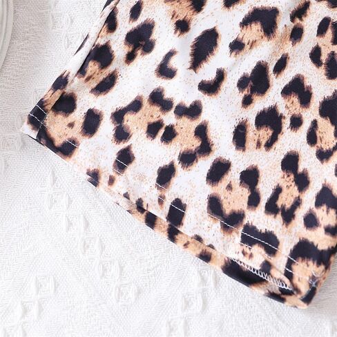 ملابس للأطفال الصغار والبنات تي شيرت بحاشية ملتوية بطباعة الفهد + شورت للفتيات طقم ملابس صيفي (6-7T) in Kuwait