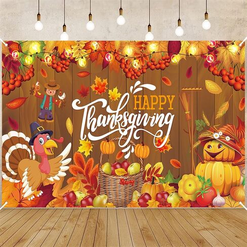 Large Happy Thanksgiving Banner,72x44Inch Happy Thanksgiving Backdrop Thanksgiving Wall Banner for Happy Thanksgiving Decorations Party Thanksgiving Background Decor in Saudi Arabia