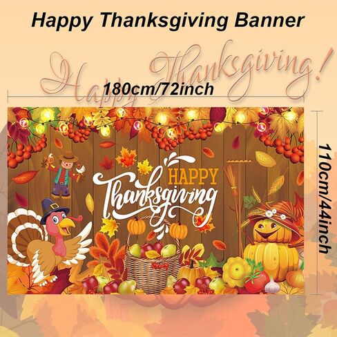 Large Happy Thanksgiving Banner,72x44Inch Happy Thanksgiving Backdrop Thanksgiving Wall Banner for Happy Thanksgiving Decorations Party Thanksgiving Background Decor in Saudi Arabia