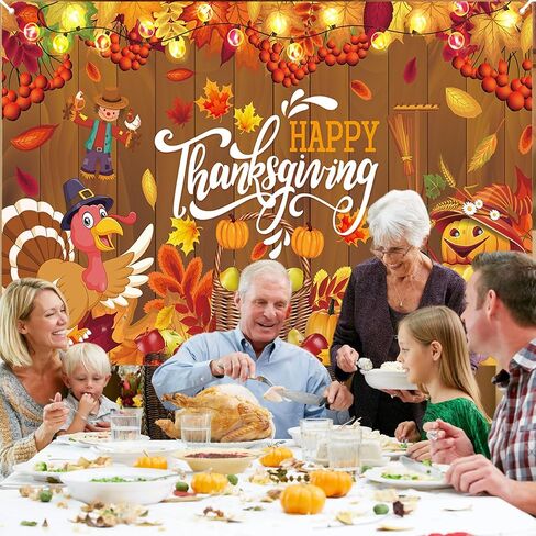 Large Happy Thanksgiving Banner,72x44Inch Happy Thanksgiving Backdrop Thanksgiving Wall Banner for Happy Thanksgiving Decorations Party Thanksgiving Background Decor in Saudi Arabia