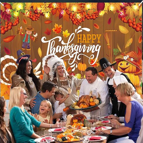 Large Happy Thanksgiving Banner,72x44Inch Happy Thanksgiving Backdrop Thanksgiving Wall Banner for Happy Thanksgiving Decorations Party Thanksgiving Background Decor in Saudi Arabia